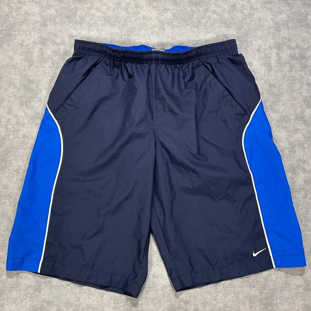 Vintage Y2K Nike Swim Trunks Blue Colorblock Built in Breif Mens Large